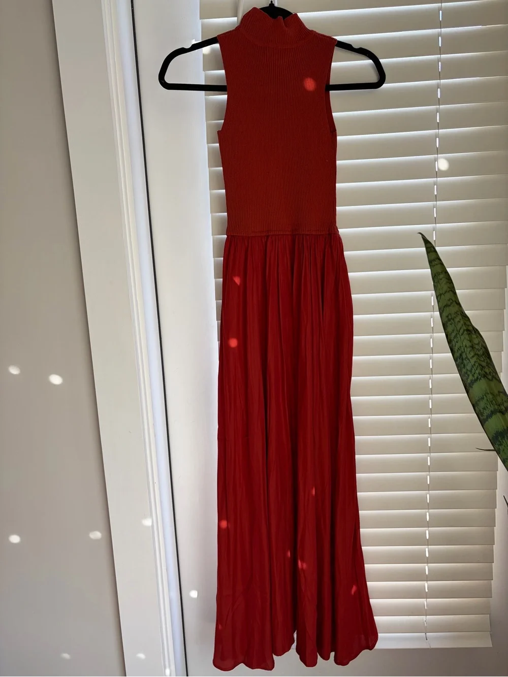 Elan Sleeveless Rust Maxi Dress with High Neck - Picture 2 of 3